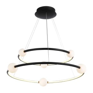Lampa wisząca dwupierścieniowa czarna szklana 87cm PND-20112035-2A-BL z serii LOZANNA - Lampy Italux