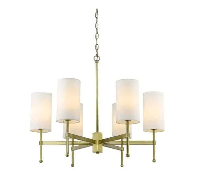 Lampa wisząca mosiężna z białymi abażurami 6-punktowa P06970BR-WH z serii DENVER - Cosmo Light