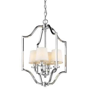 Lampa wisząca chromowana 4-punktowa z abażurami P04380CH-WH z serii NEW YORK - Cosmo Light