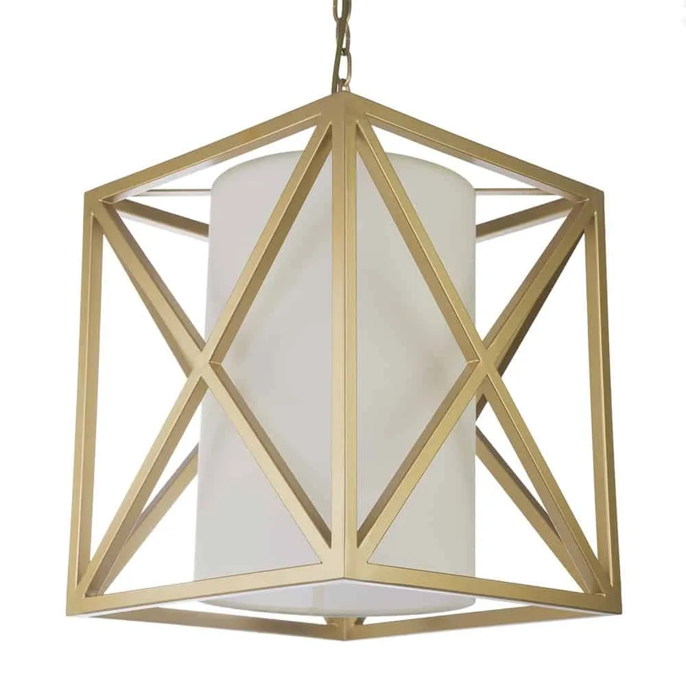 Lampa wisząca złota metalowa z białym abażurem P01403AU-WH z serii NEW YORK - Cosmo Light