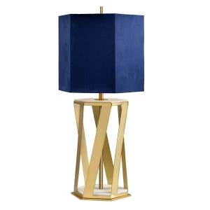 Lampa stołowa złota z niebieskim abażurem 87cm APOLLO/TL z serii APOLLO - Elstead Lighting