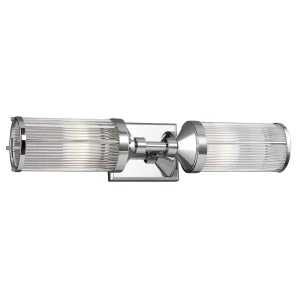 Kinkiet chromowany dwupunktowy z ryflowanym kloszem FE/PAULSON2 z serii PAULSON - Elstead Lighting
