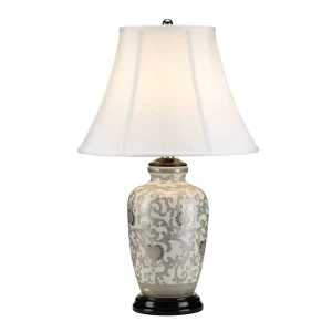 Lampa stołowa ceramiczna biało-srebrna z abażurem SILVERTHISTLE/TL z serii SILVERTHISTLE - Elstead Lighting