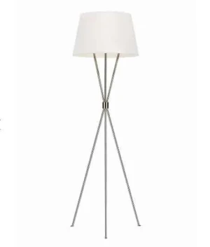 Lampa podłogowa chromowana na trójnogu z białym abażurem FE-PENNY-FL-PN z serii PENNY - Elstead Lighting