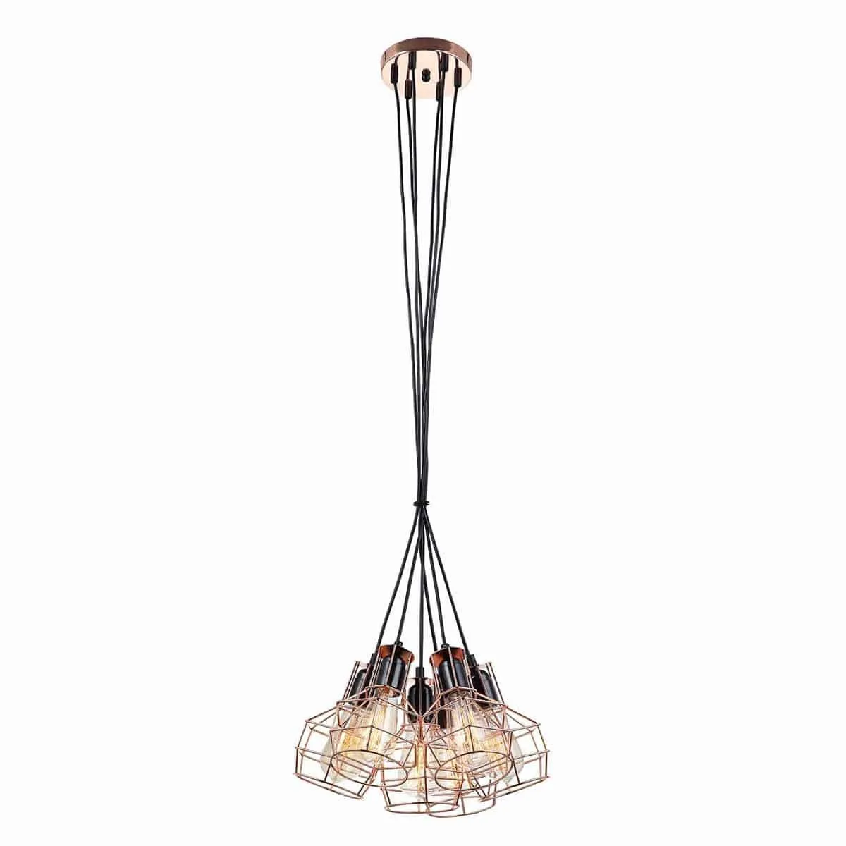 Lampa wisząca loft metalowa miedziano-czarna 6-punktowa MDM-2272/6 BK+COP z serii Perifo - Lampy Italux