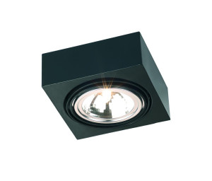 Funkcjonalna metalowa lampa natynkowa kinkiet czarna pojedyncza kwadrat kubik RODOS 348 - Argon - Outlet
