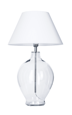 Lampa stołowa piękna z transparentną podstawą i białym kloszem CAPRI L014041215 - 4concepts