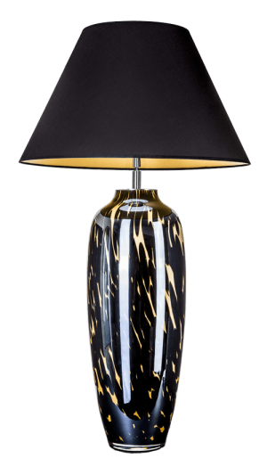 Lampa stołowa CANNES duża w centki z czarno złotym abażurem L209062325 - 4concepts