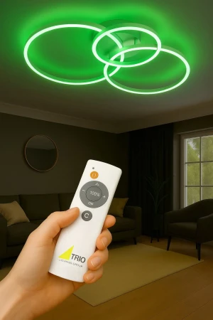Lampa sufitowa czarna LED na pilota zmieniająca kolory 28W+10W CCT+DIM+RGBW  WINONA 670810632 - Trio
