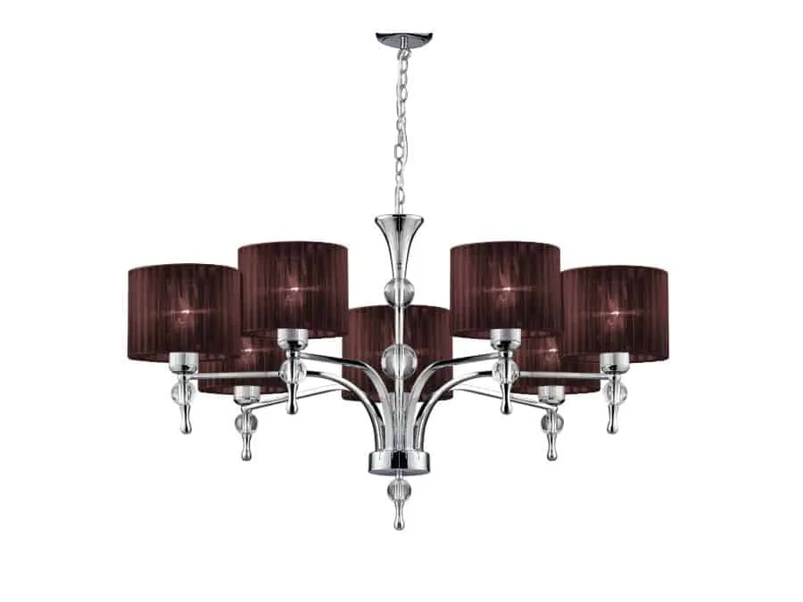 Azzardo Lampa wisząca brązowa z tkaniny 7-punktowa AZ2902 z serii IMPRESS
