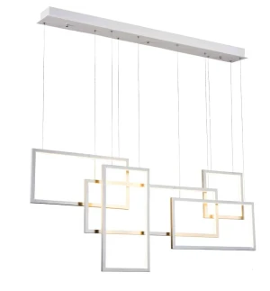 Azzardo Lampa wisząca metalowa biała prostokątna 120cm AZ2851 z serii RING QUADRATUS