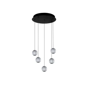 Azzardo Lampa wisząca czarna szklana 5-punktowa LED AZ6017 z serii EDEM