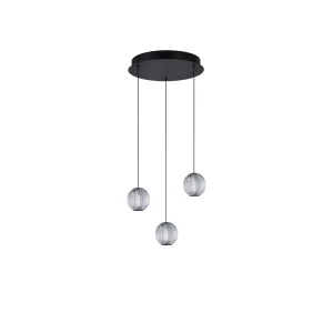 Azzardo Lampa wisząca czarna szklana 3-punktowa LED AZ6019 z serii EDEM