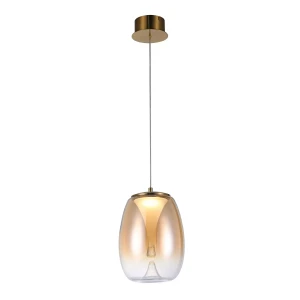 Azzardo Lampa wisząca metalowa mosiężna ze szkłem bursztynowym AZ6184 z serii PAMELA