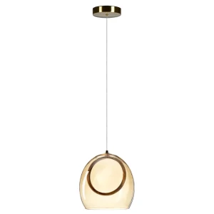 Azzardo Lampa wisząca szklana bursztynowa ze złotym detalem AZ6197 z serii NICOLE