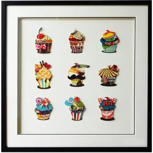Obraz 3D kwadratowy szklano-drewniany 60cm 104-9021 z serii Cup Cakes - Cosmo Light