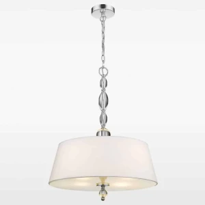 Lampa wisząca biała z abażurem i kryształami P04981CH-WH z serii CANCUN - Cosmo Light