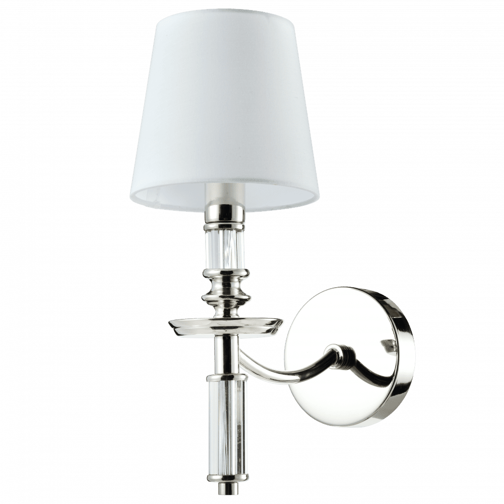 Kinkiet metalowy chromowany z białym abażurem W01315NI-WH z serii SIENA - Cosmo Light
