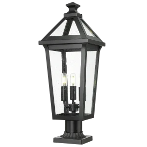 Słupek ogrodowy czarny metalowy szklany F03647BK z serii ZURICH - Cosmo Light