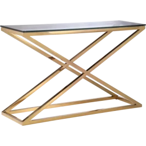 Konsola metalowa złota ze szklanym blatem NY-C1438AU z serii NEW YORKER - Cosmo Light