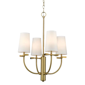 Lampa wisząca mosiężna 4-punktowa z białymi abażurami P04190BR z serii BOW - Cosmo Light