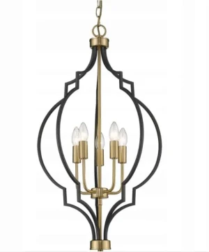 Lampa wisząca metalowa czarno-złota 5-punktowa P05186BK z serii NASHVILLE - Cosmo Light