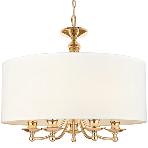 Lampa wisząca złota z białym abażurem 5-punktowa P05896AU-WH z serii ABU DHABI - Cosmo Light