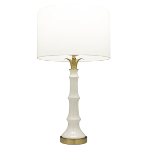 Lampa stołowa ceramiczna biała z mosiężnymi detalami T01019BR-WH z serii LOBOC - Cosmo Light