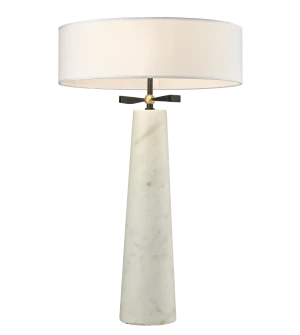 Lampa stołowa marmurowa z białym abażurem T02107BK z serii BOW - Cosmo Light