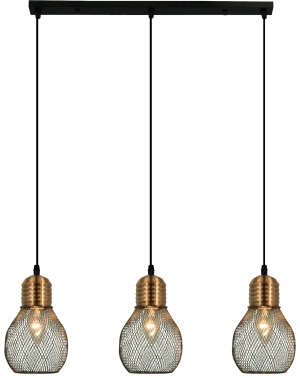 Lampa wisząca loftowa czarno-miedziana 3-punktowa 1998/3 BL CO z serii EDISON - Lampy Elem