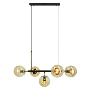 Lampa wisząca metalowa czarno-złota 5-punktowa 3402/5 BL TR z serii Greta - Lampy Elem