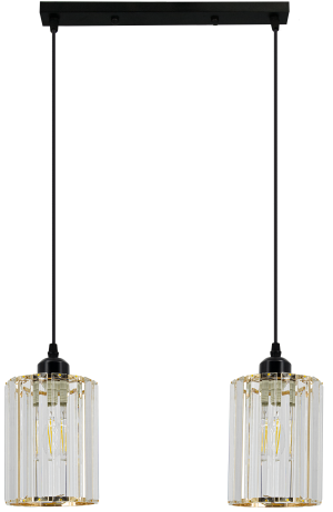 Lampa wisząca czarno-złota szklana 2-punktowa 6782/2 BL TR z serii MODENA - Lampy Elem