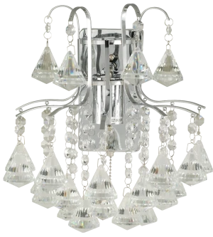 Kinkiet chromowany szklany z kryształami 6246/1 8C - Lampy Elem