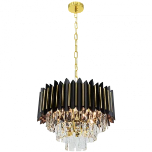Lampa wisząca czarno-złota metalowa szklana 40cm 6263/4 TR BL z serii RONDA - Lampy Elem