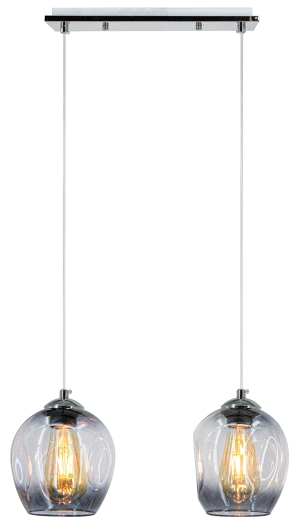 Lampa wisząca chromowana szklana 2-punktowa 8182/2 8C BL z serii ATENA - Lampy Elem