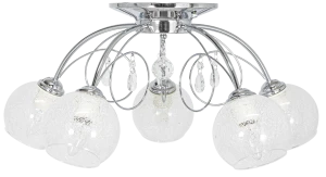 Lampa sufitowa chromowana 5-punktowa ze szkłem kryształowym 8823/5 z serii CARMEN - Lampy Elem