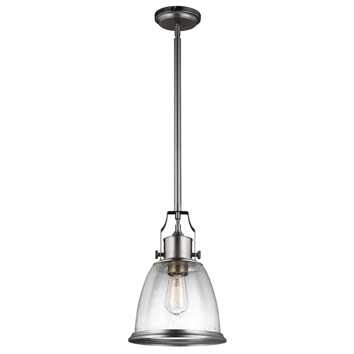 Lampa wisząca metalowa srebrna ze szklanym kloszem FE/HOBSON/P/M SN z serii HOBSON - Elstead Lighting