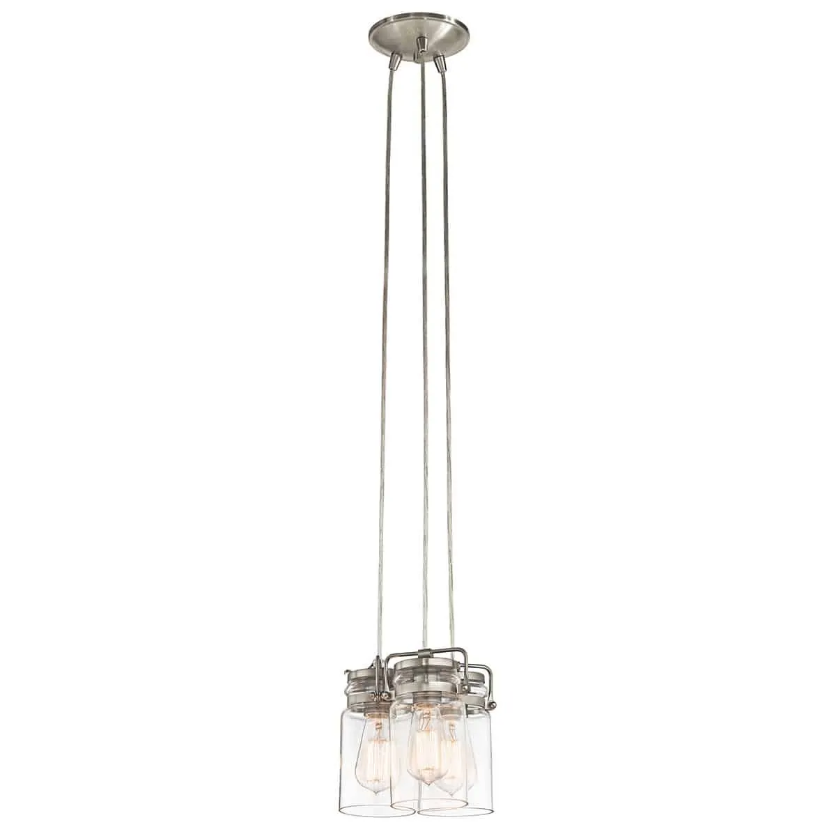 Lampa wisząca 3-punktowa srebrna szklana BRINLEY3 NI z serii BRINLEY - Elstead Lighting