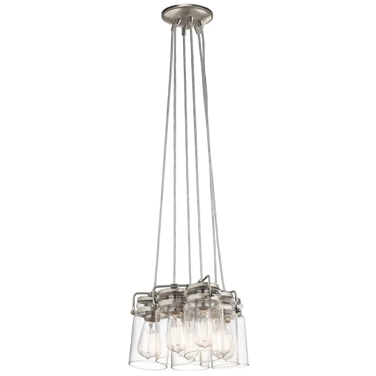 Lampa wisząca srebrna szklana 6-punktowa BRINLEY6 NI z serii BRINLEY - Elstead Lighting