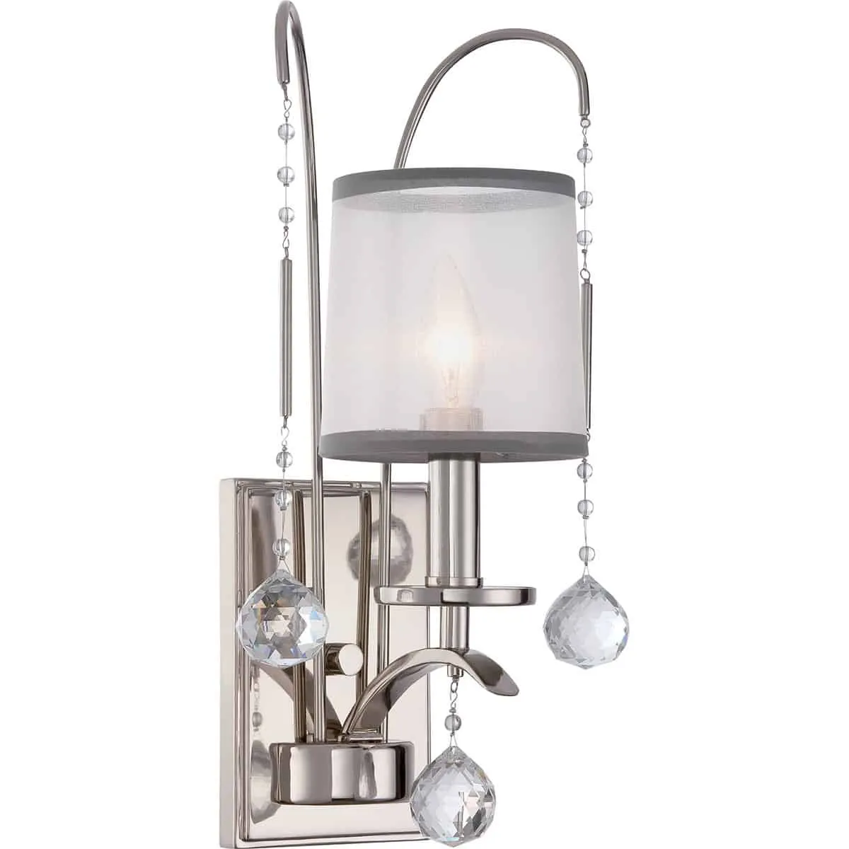 Kinkiet srebrny metalowy z szarym abażurem i kryształami QZ/WHITNEY1 z serii WHITNEY - Elstead Lighting
