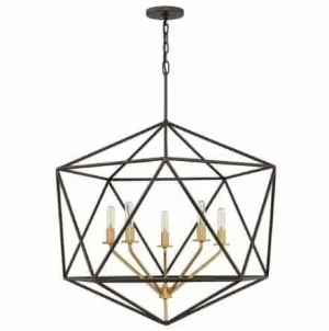 Lampa wisząca metalowa brązowo-złota 5-punktowa HK/ASTRID/5P z serii ASTRID - Elstead Lighting
