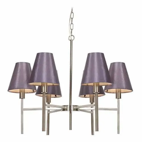 Żyrandol 6-punktowy srebrny z fioletowymi abażurami LUCERNE 6LT z serii LUCERNE - Elstead Lighting