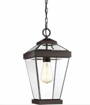 Lampa wisząca czarna metalowa ze szkłem QZ/RAVINE8/M z serii RAVINE - Elstead Lighting