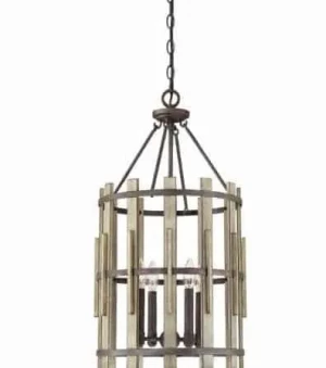 Lampa wisząca metalowa czarno-srebrna 4-punktowa QZ/WOODHOLLOW/4P z serii WOODHOLLOW - Elstead Lighting
