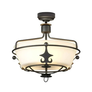 Plafon metalowy brązowy ze szklanym kloszem WINDSOR/SF GR z serii WINDSOR - Elstead Lighting