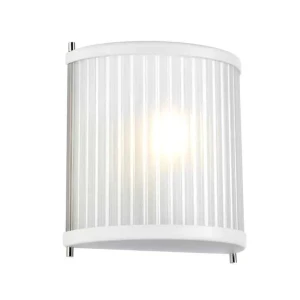 Kinkiet szklany biały z niklem DL-CORONA1-WPN z serii CORONA - Elstead Lighting