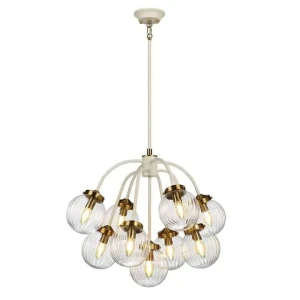 Lampa wisząca mosiężna 9-punktowa ze szklanymi kloszami DL-COSMOS9 z serii Cosmos - Elstead Lighting