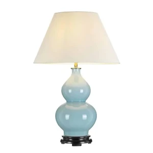 Lampa stołowa szklana niebieska z abażurem DL-HARBIN-TL-DEB z serii HARBIN - Elstead Lighting