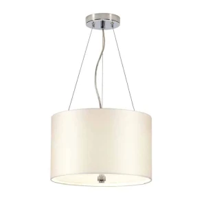 Lampa wisząca z tkaniny ecru i chromu 3-punktowa DL-PEARCE14-3LT-IV-PC z serii PEARCE - Elstead Lighting