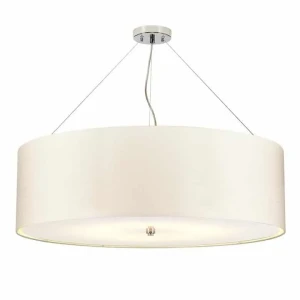 Lampa wisząca abażurowa ecru chromowana 7-punktowa DL-PEARCE34-7LT-IV-PC z serii PEARCE - Elstead Lighting